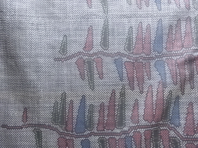 JAPANESE KIMONO / ANTIQUE KIMONO / DORO OSHIMA TSUMUGI / WOVEN ABSTRACT PATTERN